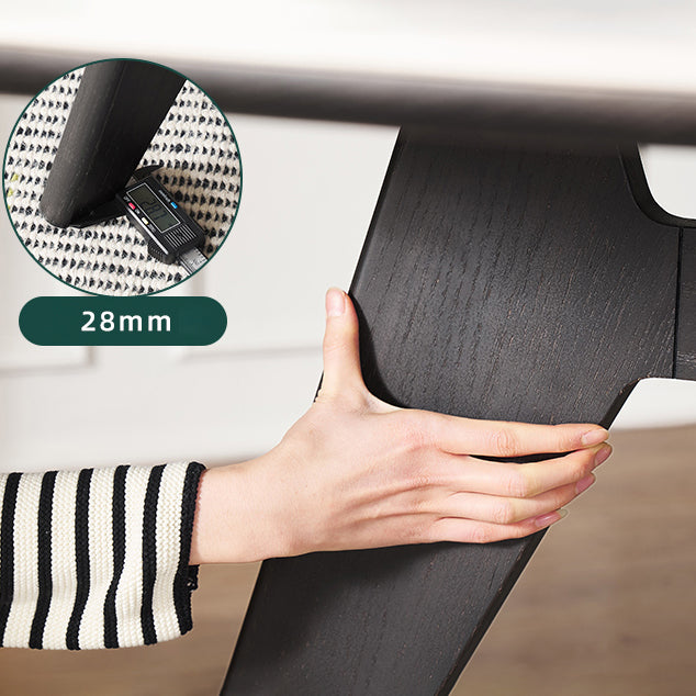 48 Inch Modern White Stone Top Dining Table with 4 Black Oak Legs