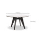 48 Inch Modern White Stone Top Dining Table with 4 Black Oak Legs