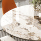 Luxury White Stone Top Dining Room Table with 4 Grey Oak Legs