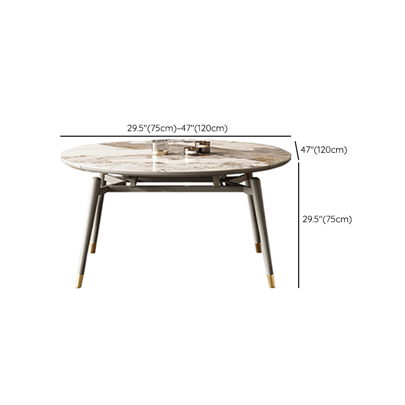 Luxury White Stone Top Dining Room Table with 4 Grey Oak Legs Clearhalo 'Dining Tables & Seating' 'Dining Tables' 'dining_table' 'furn' 'furn_dining_table' 'Furniture' 'Kitchen & Dining Furniture' 7815409