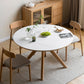 Modern White Stone Top Wood Base Space Saving Dining Table for 6 People Clearhalo 'Dining Tables & Seating' 'Dining Tables' 'dining_table' 'furn' 'furn_dining_table' 'Furniture' 'Kitchen & Dining Furniture' 7815414