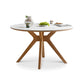 Modern White Stone Top Wood Base Space Saving Dining Table for 6 People Clearhalo 'Dining Tables & Seating' 'Dining Tables' 'dining_table' 'furn' 'furn_dining_table' 'Furniture' 'Kitchen & Dining Furniture' 7815416