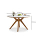 Modern White Stone Top Wood Base Space Saving Dining Table for 6 People Clearhalo 'Dining Tables & Seating' 'Dining Tables' 'dining_table' 'furn' 'furn_dining_table' 'Furniture' 'Kitchen & Dining Furniture' 7815420