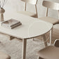 Contemporary White Easy Folding Stone Dining Table with 4 Wooden Legs