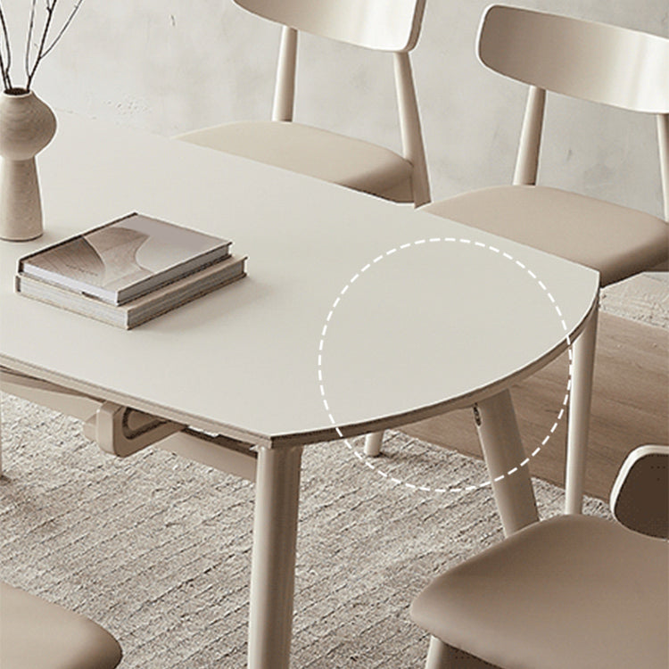 Contemporary White Easy Folding Stone Dining Table with 4 Wooden Legs