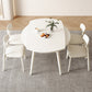 Contemporary White Easy Folding Stone Dining Table with 4 Wooden Legs