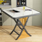 Modern White Foldable Dining Table Wood Tabletop with Metal Legs