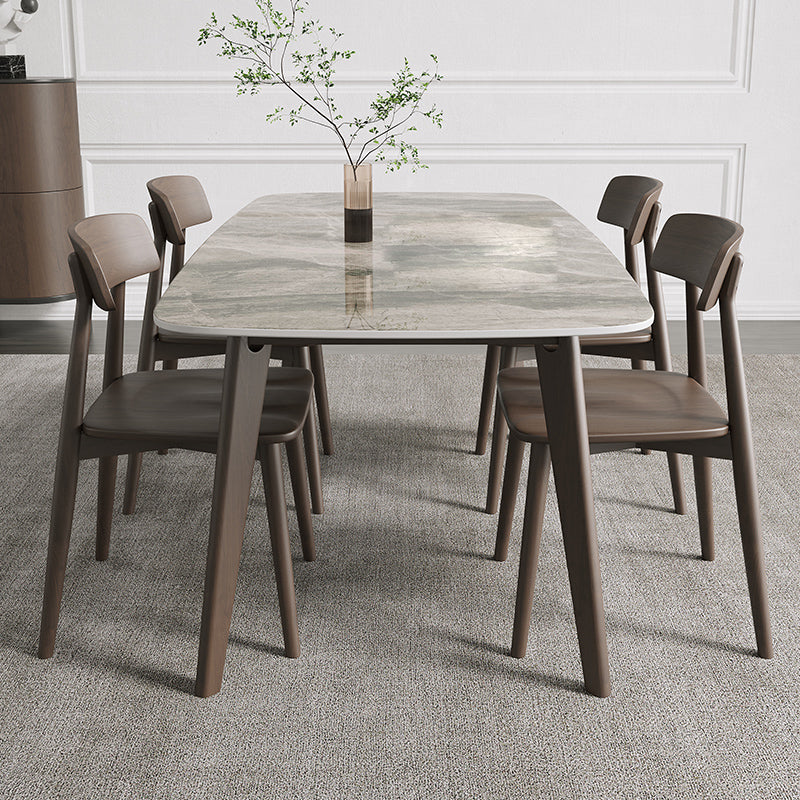Modern Stone Dining Room Table for 2-6 Person Grey Rectangular Top Without Chairs Clearhalo 'Dining Tables & Seating' 'Dining Tables' 'dining_table' 'furn' 'furn_dining_table' 'Furniture' 'Kitchen & Dining Furniture' 7815470