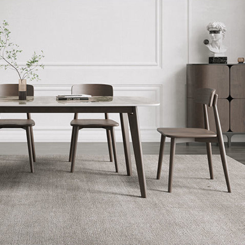 Modern Stone Dining Room Table for 2-6 Person Grey Rectangular Top Clearhalo 'Dining Tables & Seating' 'Dining Tables' 'dining_table' 'furn' 'furn_dining_table' 'Furniture' 'Kitchen & Dining Furniture' 7815474