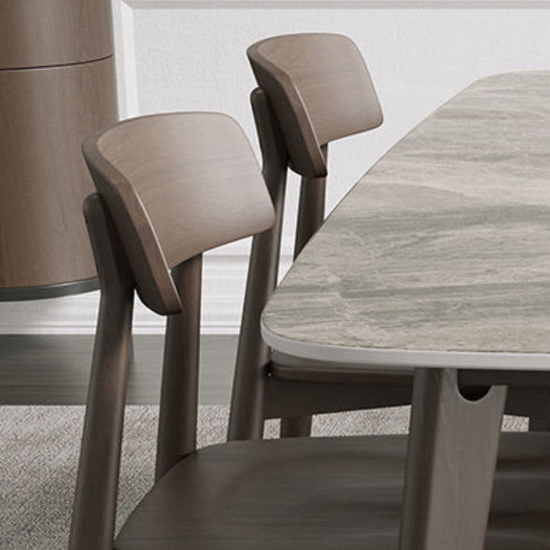 Modern Stone Dining Room Table for 2-6 Person Grey Rectangular Top Clearhalo 'Dining Tables & Seating' 'Dining Tables' 'dining_table' 'furn' 'furn_dining_table' 'Furniture' 'Kitchen & Dining Furniture' 7815477