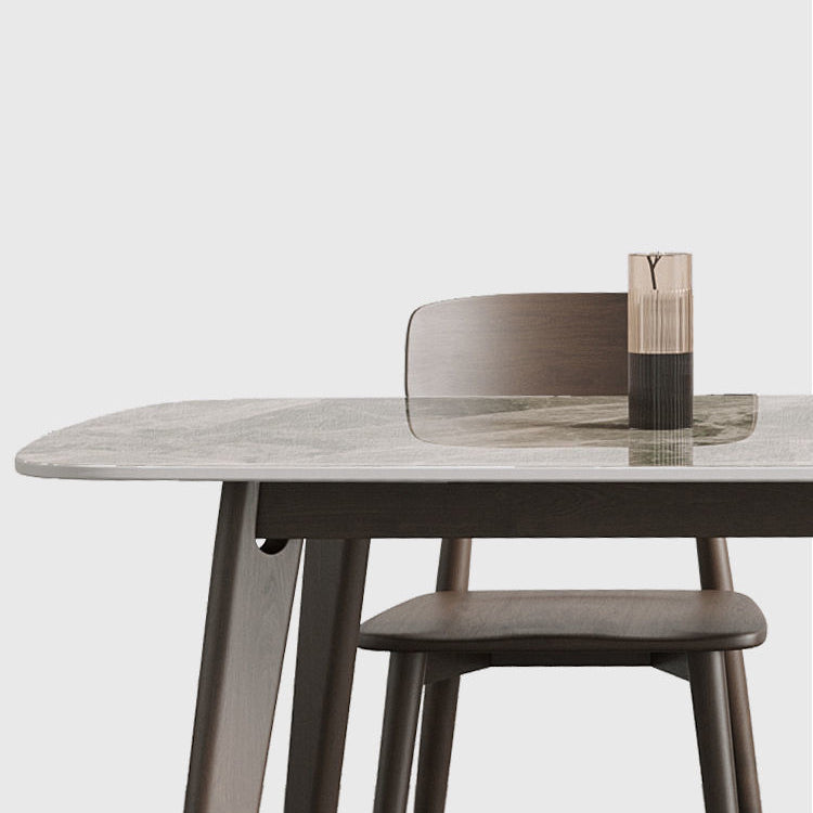 Modern Stone Dining Room Table for 2-6 Person Grey Rectangular Top Clearhalo 'Dining Tables & Seating' 'Dining Tables' 'dining_table' 'furn' 'furn_dining_table' 'Furniture' 'Kitchen & Dining Furniture' 7815479