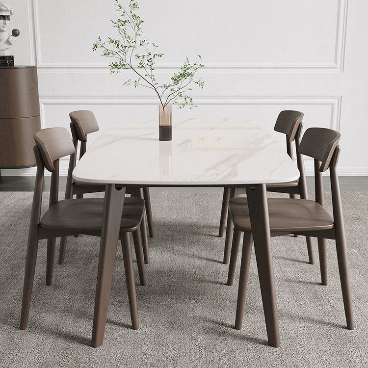 Modern Stone Dining Room Table for 2-6 Person Grey Rectangular Top Clearhalo 'Dining Tables & Seating' 'Dining Tables' 'dining_table' 'furn' 'furn_dining_table' 'Furniture' 'Kitchen & Dining Furniture' 7815480