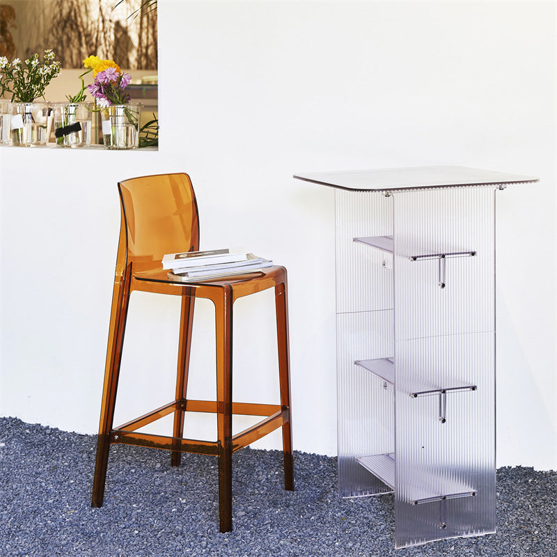 Contemporary Acrylic Armless Low Back Bar Stool with Footrest