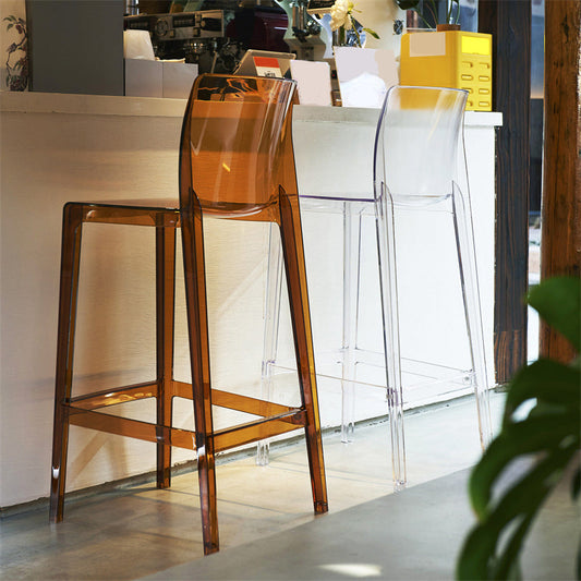 Contemporary Acrylic Armless Low Back Bar Stool with Footrest
