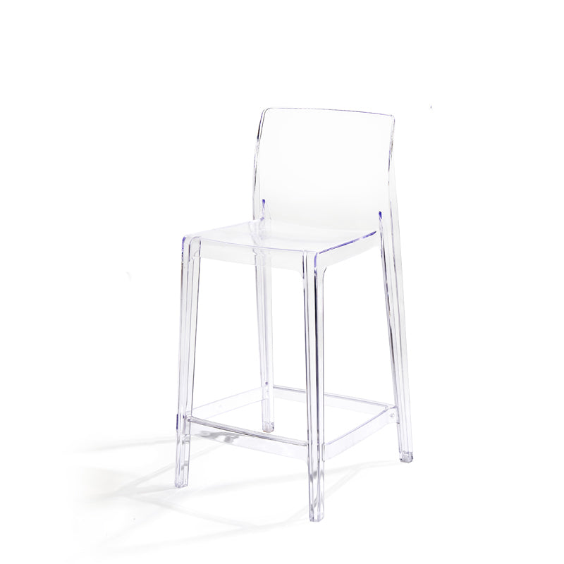 Contemporary Acrylic Armless Low Back Bar Stool with Footrest