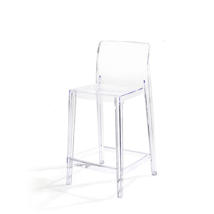 Contemporary Acrylic Armless Low Back Bar Stool with Footrest