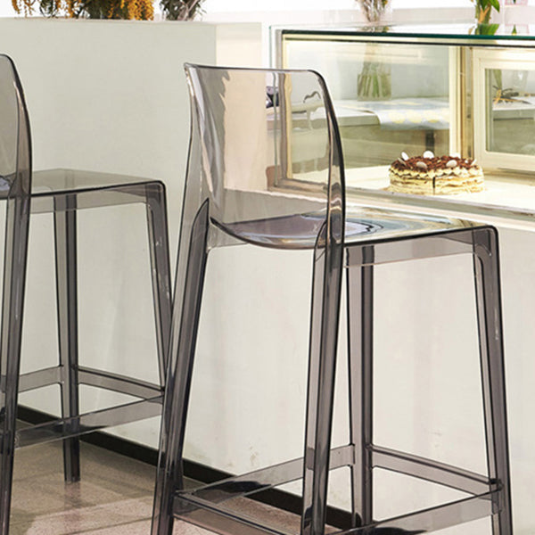 Contemporary Acrylic Armless Low Back Bar Stool with Footrest