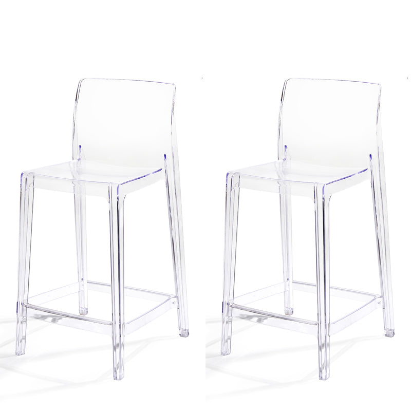 Contemporary Acrylic Armless Low Back Bar Stool with Footrest