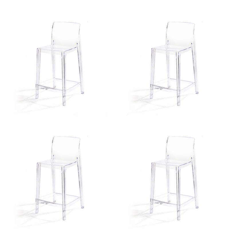 Contemporary Acrylic Armless Low Back Bar Stool with Footrest