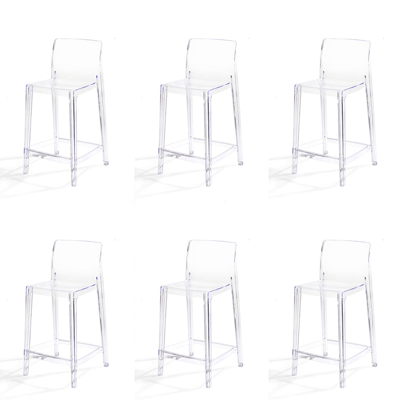 Contemporary Acrylic Armless Low Back Bar Stool with Footrest