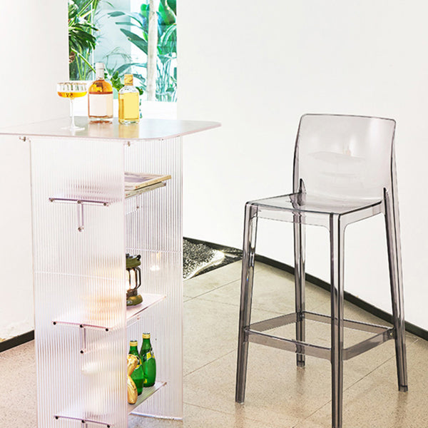Contemporary Acrylic Armless Low Back Bar Stool with Footrest