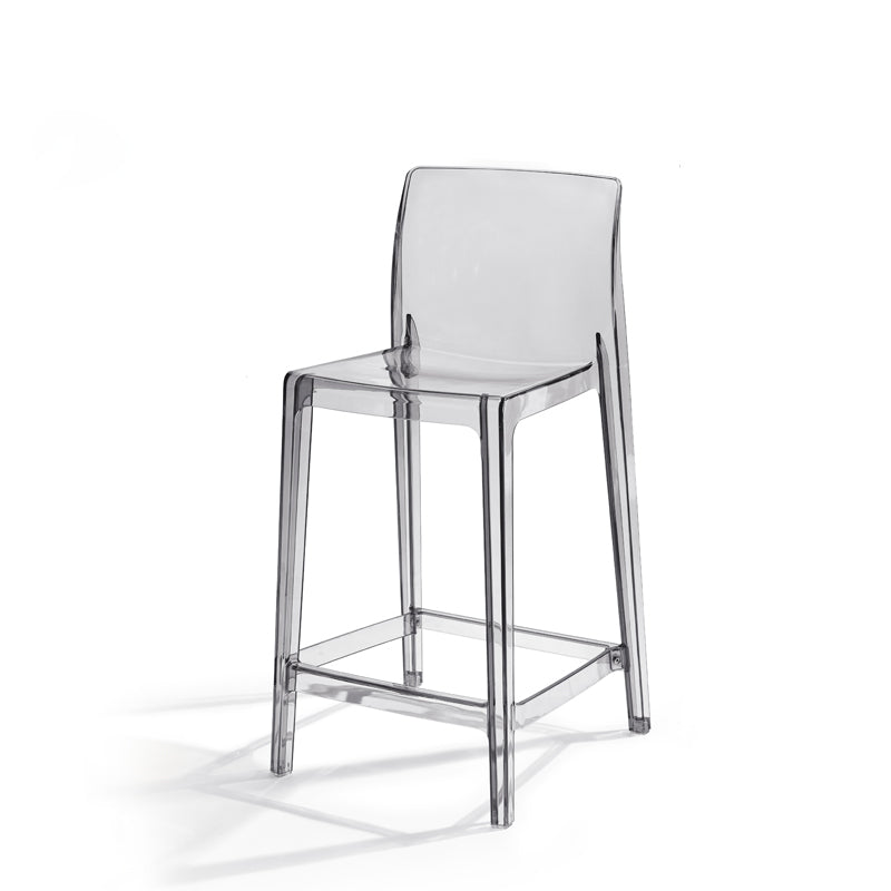 Contemporary Acrylic Armless Low Back Bar Stool with Footrest