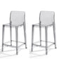 Contemporary Acrylic Armless Low Back Bar Stool with Footrest