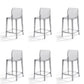 Contemporary Acrylic Armless Low Back Bar Stool with Footrest