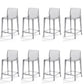 Contemporary Acrylic Armless Low Back Bar Stool with Footrest