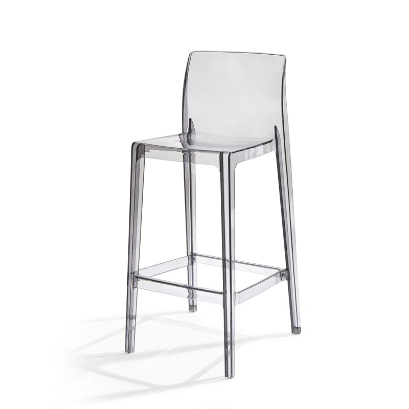 Contemporary Acrylic Armless Low Back Bar Stool with Footrest