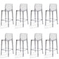 Contemporary Acrylic Armless Low Back Bar Stool with Footrest