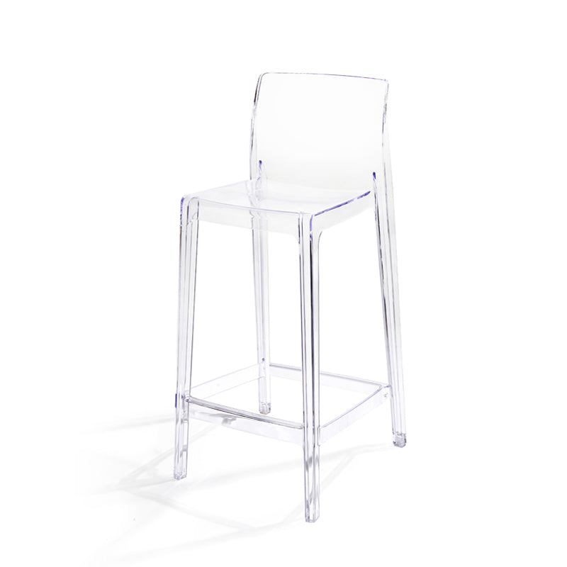 Contemporary Acrylic Armless Low Back Bar Stool with Footrest