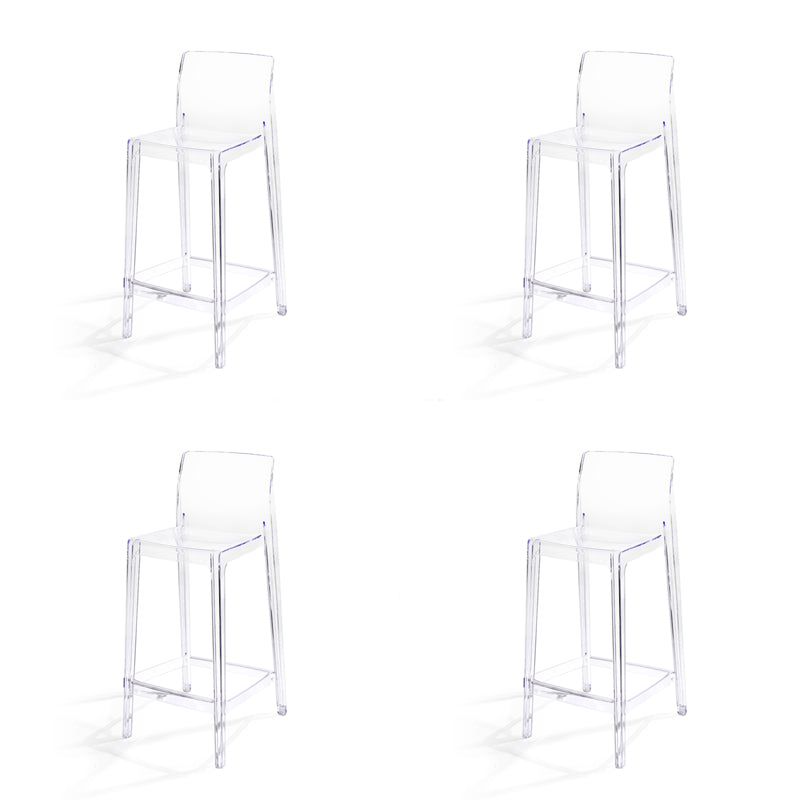 Contemporary Acrylic Armless Low Back Bar Stool with Footrest