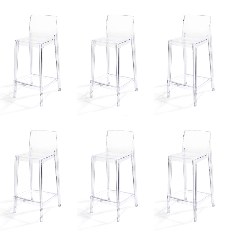 Contemporary Acrylic Armless Low Back Bar Stool with Footrest