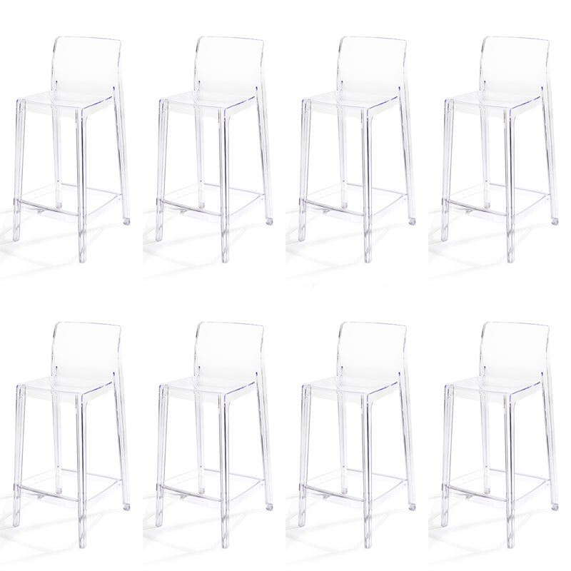 Contemporary Acrylic Armless Low Back Bar Stool with Footrest