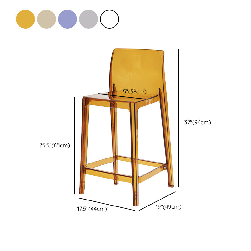 Contemporary Acrylic Armless Low Back Bar Stool with Footrest