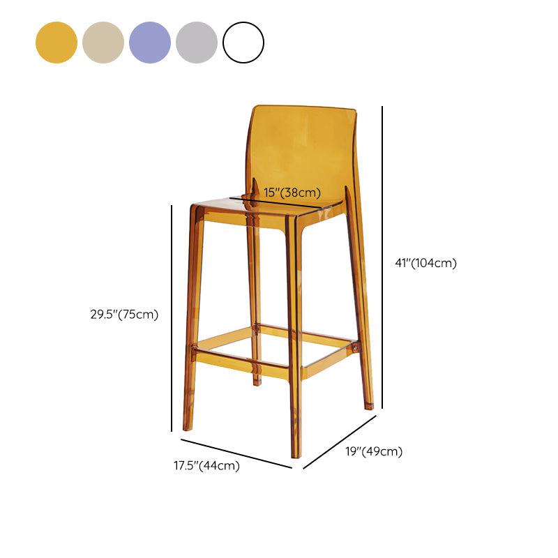 Contemporary Acrylic Armless Low Back Bar Stool with Footrest