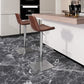 Taburete de bar de cuero giratorio de altura ajustable contemporáneo con reposapiés