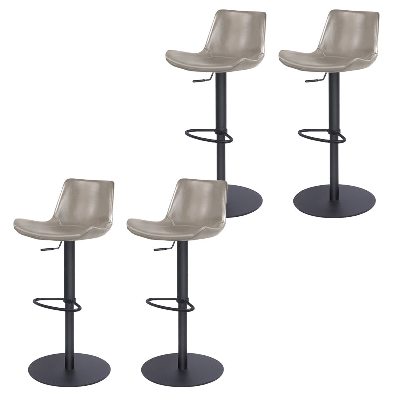 Taburete de bar de cuero giratorio de altura ajustable contemporáneo con reposapiés