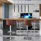 Taburete de bar de cuero giratorio de altura ajustable contemporáneo con reposapiés