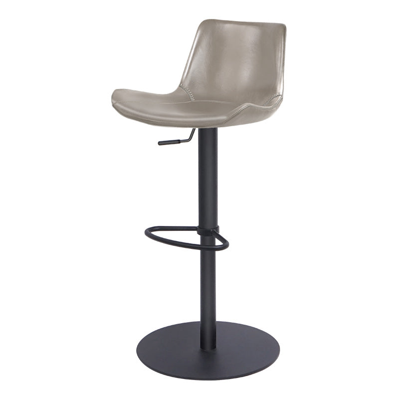 Taburete de bar de cuero giratorio de altura ajustable contemporáneo con reposapiés