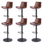 Taburete de bar de cuero giratorio de altura ajustable contemporáneo con reposapiés