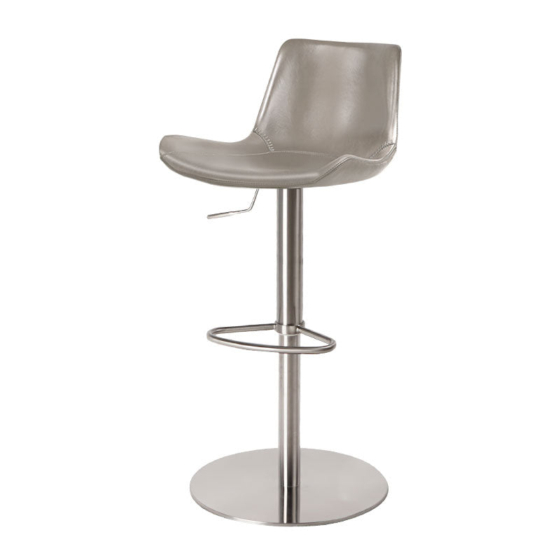 Taburete de bar de cuero giratorio de altura ajustable contemporáneo con reposapiés