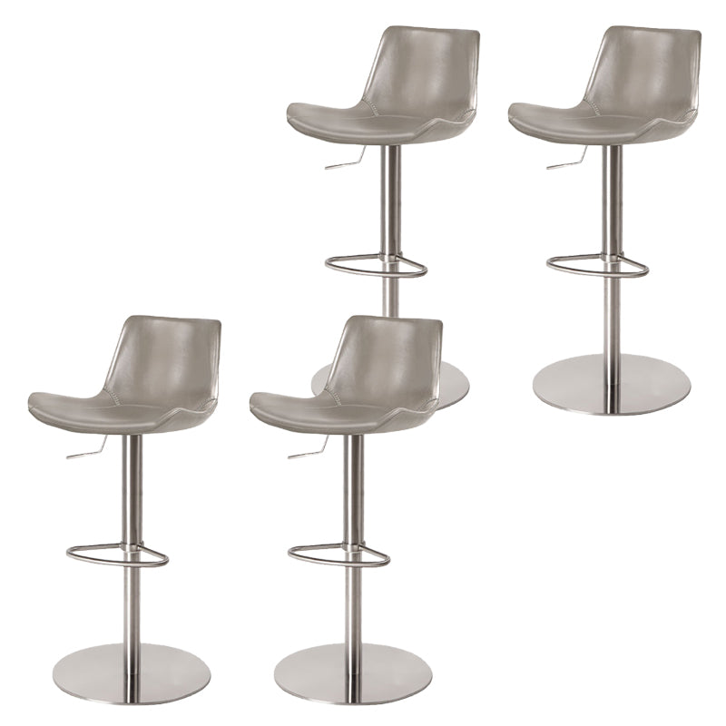 Taburete de bar de cuero giratorio de altura ajustable contemporáneo con reposapiés