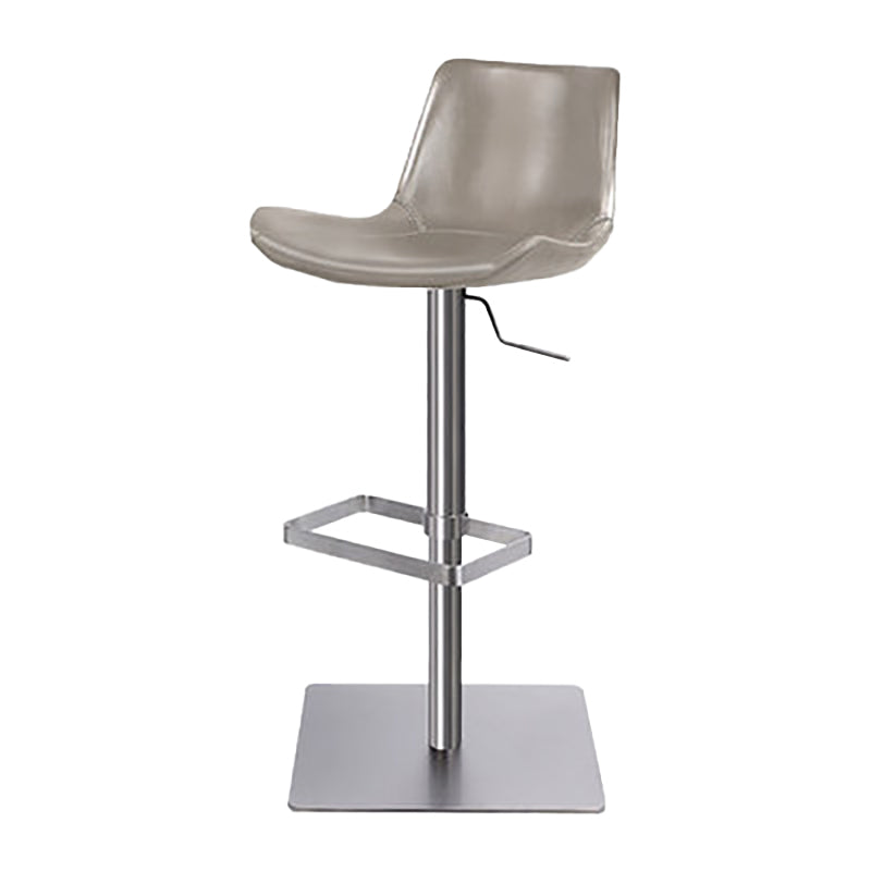 Taburete de bar de cuero giratorio de altura ajustable contemporáneo con reposapiés