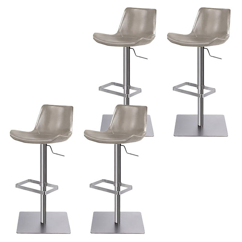 Taburete de bar de cuero giratorio de altura ajustable contemporáneo con reposapiés