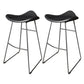 Contemporary Faux Leather Armless Bar Stools with Metal Base Black 2 Piece Set Clearhalo 'Bar Furniture' 'Bar Stools' 'bar_stools' 'furn' 'furn_bar_stools' 'Furniture' 'Kitchen & Dining Furniture' 7815784