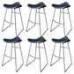 Contemporary Faux Leather Armless Bar Stools with Metal Base Blue 6 Piece Set Clearhalo 'Bar Furniture' 'Bar Stools' 'bar_stools' 'furn' 'furn_bar_stools' 'Furniture' 'Kitchen & Dining Furniture' 7815804