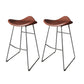 Contemporary Faux Leather Armless Bar Stools with Metal Base Brown 2 Piece Set Clearhalo 'Bar Furniture' 'Bar Stools' 'bar_stools' 'furn' 'furn_bar_stools' 'Furniture' 'Kitchen & Dining Furniture' 7815812