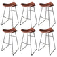 Contemporary Faux Leather Armless Bar Stools with Metal Base Brown 6 Piece Set Clearhalo 'Bar Furniture' 'Bar Stools' 'bar_stools' 'furn' 'furn_bar_stools' 'Furniture' 'Kitchen & Dining Furniture' 7815814